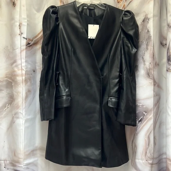 chinese dress ladies BACK TO BUSINESS FAUX LEATHER DETAIL PLEATED BLAZER DRESS – AKIRA